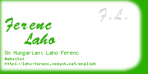 ferenc laho business card